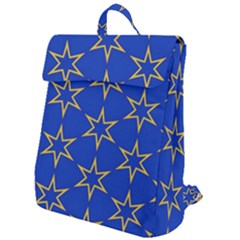 Star Pattern Blue Gold Flap Top Backpack by Dutashop