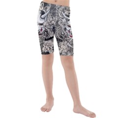 Samurai Oni Mask Kids  Mid Length Swim Shorts by Saga96