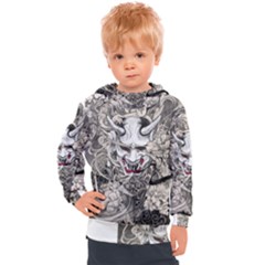 Samurai Oni Mask Kids  Hooded Pullover by Saga96