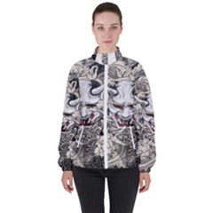 Samurai Oni Mask Women s High Neck Windbreaker by Saga96