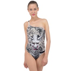 Samurai Oni Mask Classic One Shoulder Swimsuit by Saga96