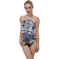 Samurai Oni Mask Go With The Flow One Piece Swimsuit by Saga96