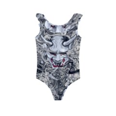 Samurai Oni Mask Kids  Frill Swimsuit by Saga96