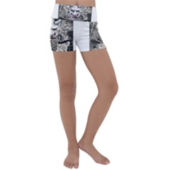 Samurai Oni Mask Kids  Lightweight Velour Yoga Shorts by Saga96