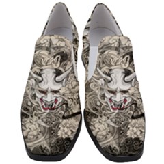 Samurai Oni Mask Women Slip On Heel Loafers by Saga96