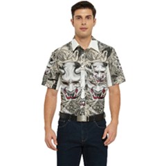 Samurai Oni Mask Men s Short Sleeve Pocket Shirt  by Saga96