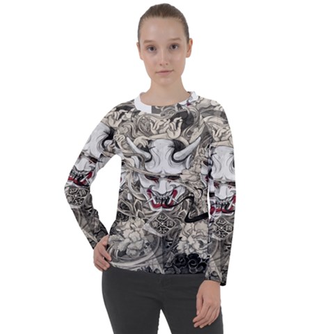 Samurai Oni Mask Women s Long Sleeve Raglan Tee by Saga96