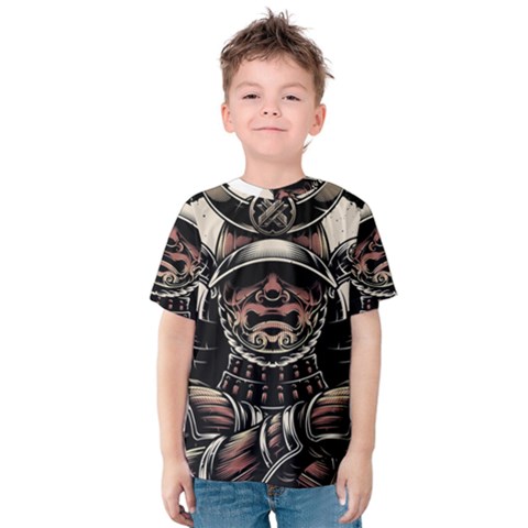 Samurai Oni Mask Kids  Cotton Tee by Saga96