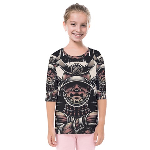 Samurai Oni Mask Kids  Quarter Sleeve Raglan Tee by Saga96