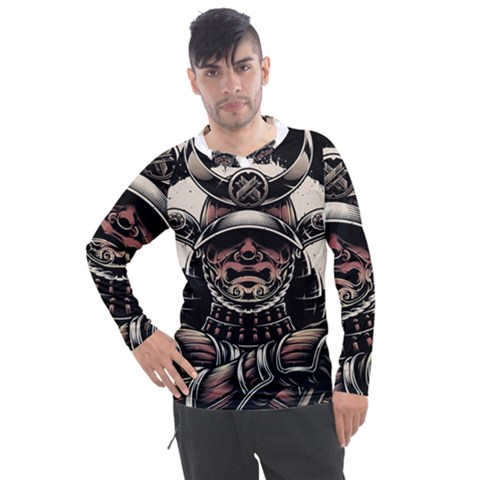 Samurai Oni Mask Men s Pique Long Sleeve Tee by Saga96