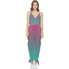 Teal Sangria Sleeveless Tie Ankle Jumpsuit by SpangleCustomWear