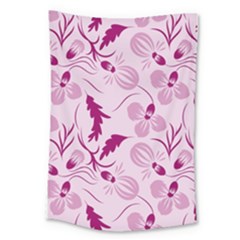 Dark Pink Flowers Large Tapestry by Eskimos