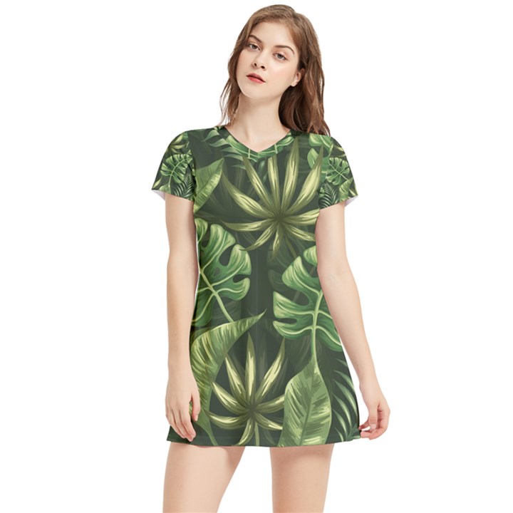 Green tropical leaves Women s Sports Skirt