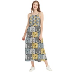 Cute Cat Pattern Boho Sleeveless Summer Dress by ExtraAwesomeSauce