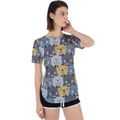 Cute Cat Pattern Perpetual Short Sleeve T-shirt by ExtraAwesomeSauce