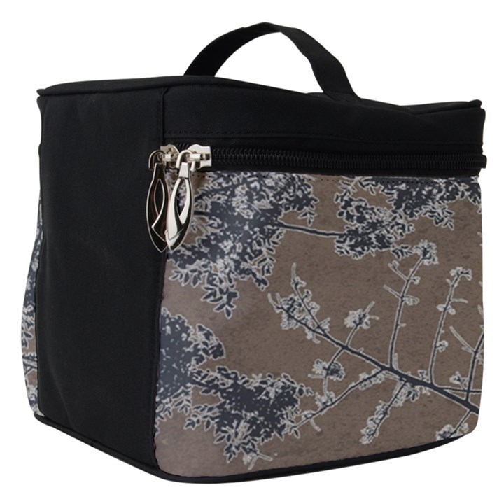 Linear Textured Botanical Motif Design Make Up Travel Bag (Small)