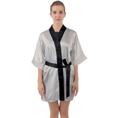 Abalone Grey Half Sleeve Satin Kimono  by FashionBoulevard