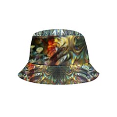 Multicolor Floral Art Copper Patina  Inside Out Bucket Hat (kids) by CrypticFragmentsDesign