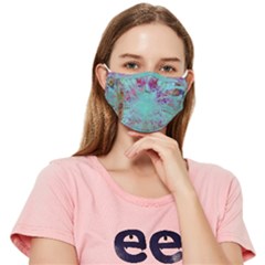 Retro Hippie Abstract Floral Blue Violet Fitted Cloth Face Mask (adult) by CrypticFragmentsDesign