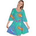 Non Seamless Pattern Blues Bright Velour Kimono Dress View1