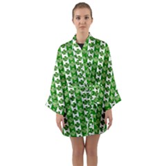 Clover Leaf Shamrock St Patricks Day Long Sleeve Satin Kimono by Dutashop