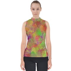 Easter Egg Colorful Texture Mock Neck Shell Top by Dutashop