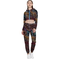 Abstract Art Cropped Zip Up Lounge Set by Dutashop