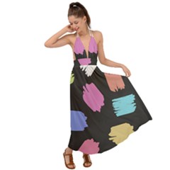 Many Colors Pattern Seamless Backless Maxi Beach Dress by Dutashop