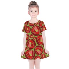 Abstract Rose Garden Red Kids  Simple Cotton Dress by Dutashop