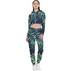 Green Leaves Cropped Zip Up Lounge Set by goljakoff