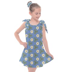 Flowers Leaves  Floristic Pattern Kids  Tie Up Tunic Dress by SychEva