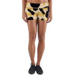 Ananas Chevrons Noir/jaune Yoga Shorts by kcreatif