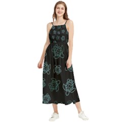 Blue Turtles On Black Boho Sleeveless Summer Dress by contemporary