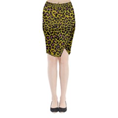 Pattern Leopard Yellow Fur Midi Wrap Pencil Skirt by JustToWear