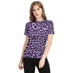 Pattern Leopard Purple Fur Women s Short Sleeve Rash Guard by JustToWear