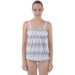 Chevrons Gris/blanc Twist Front Tankini Set by kcreatif