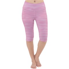 Pink Knitted Pattern Lightweight Velour Cropped Yoga Leggings by goljakoff