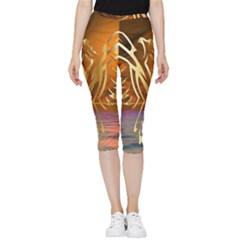 Pheonix Rising Inside Out Lightweight Velour Capri Leggings  by icarusismartdesigns