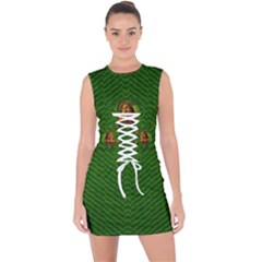 Lady Cartoon Love Her Tulips In Peace Lace Up Front Bodycon Dress by pepitasart