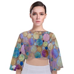 Tiles Cbdoilprincess Eb49aa06-f1b9-412e-836d-30c28dd8f7d9 Tie Back Butterfly Sleeve Chiffon Top by CBDOilPrincess1