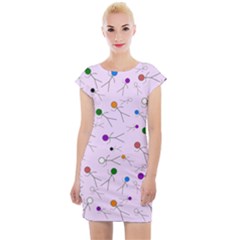 Little Men Colored Head On Pink Cap Sleeve Bodycon Dress by JustToWear