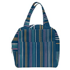 Multicolored Stripes On Blue Boxy Hand Bag by SychEva