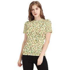 Pattern Lonely Flower On Yellow Women s Short Sleeve Rash Guard by JustToWear