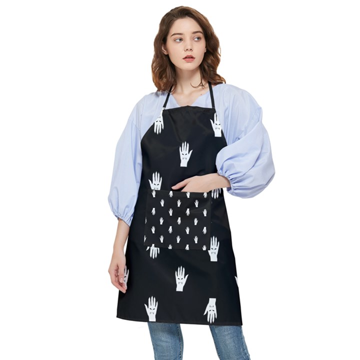 Vampire Hand Motif Graphic Print Pattern 2 Pocket Apron