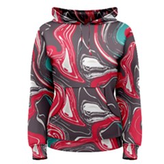 Red Vivid Marble Pattern 3 Women s Pullover Hoodie by goljakoff