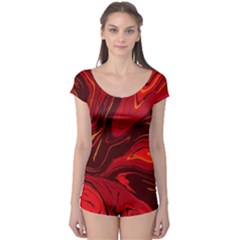 Red Vivid Marble Pattern 15 Boyleg Leotard  by goljakoff