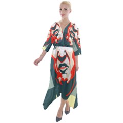 Trump Nope Quarter Sleeve Wrap Front Maxi Dress by goljakoff