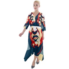 Trump2 Quarter Sleeve Wrap Front Maxi Dress by goljakoff