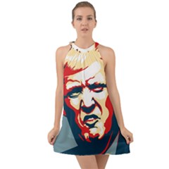 Trump Pop Art Halter Tie Back Chiffon Dress by goljakoff