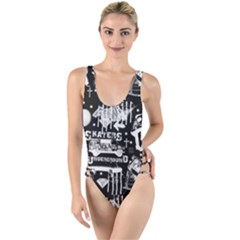 Skater-underground2 High Leg Strappy Swimsuit by PollyParadise